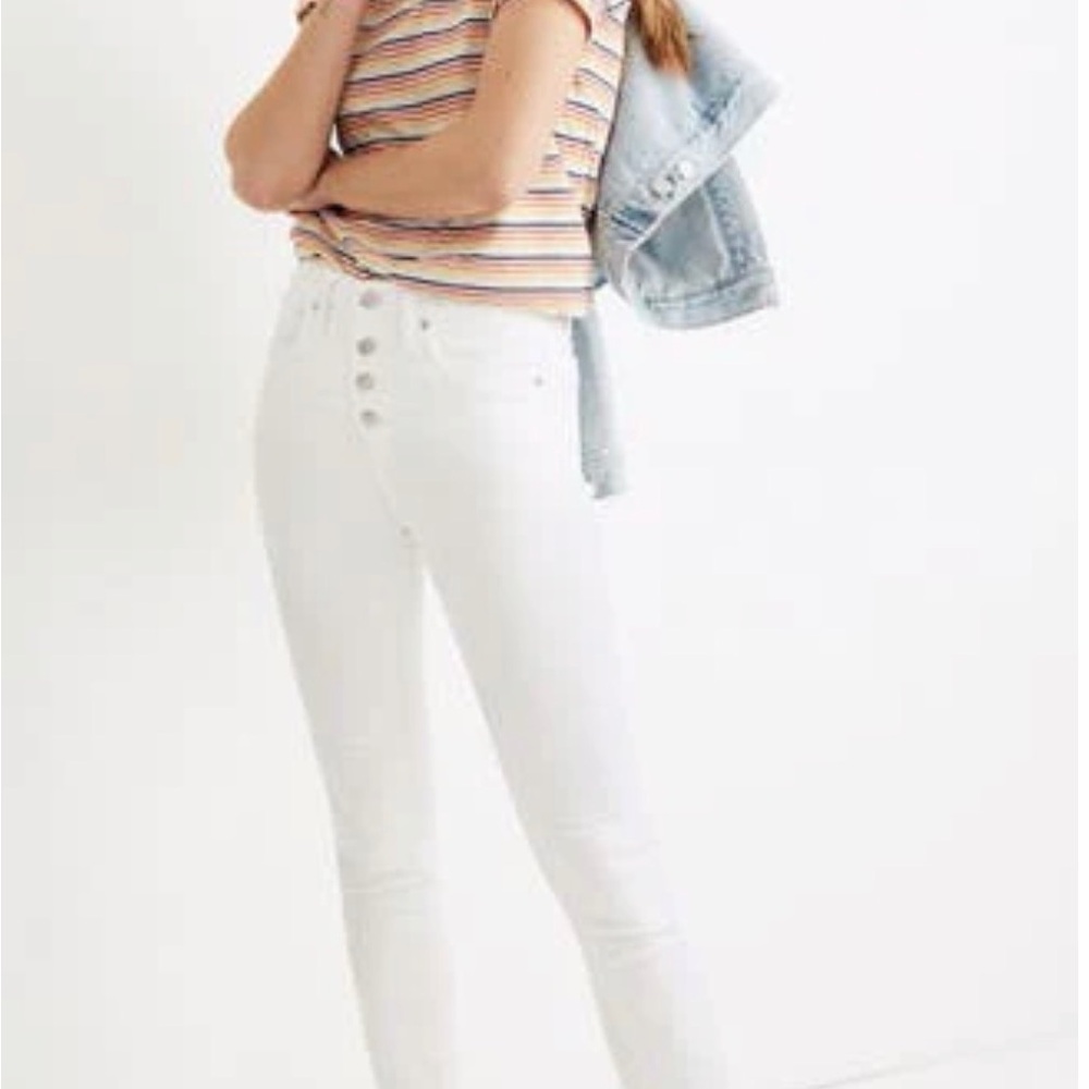 Madewell Women's Mid-Rise White Jeans with button fly
